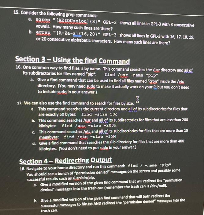 Solved Section 1- Basic grep Commands 1. Log in to your Pi | Chegg.com