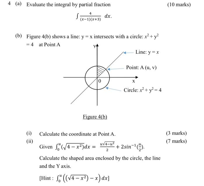 Solved (a) Evaluate the integral by partial fraction (10 | Chegg.com