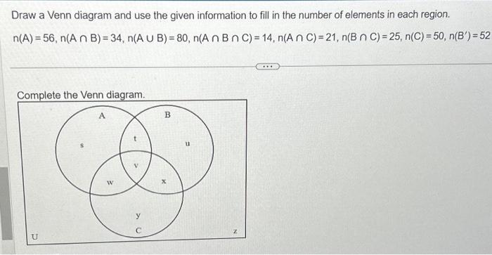 Solved Draw A Venn Diagram And Use The Given Information To | Chegg.com