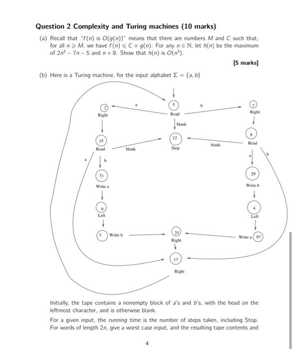 Solved Question 2 Complexity And Turing Machines 10 Mark Chegg Com