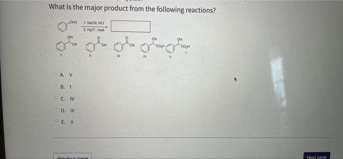 Solved What is the major product from the following | Chegg.com