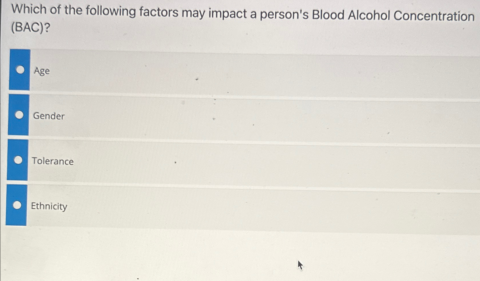 Solved Which of the following factors may impact a person&rsquo;s 