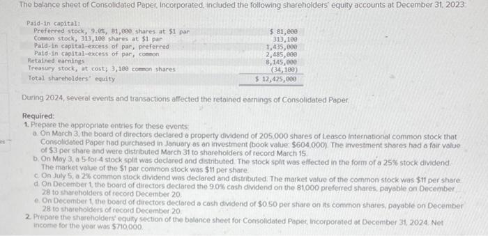 Solved During 2024 Several Events And Transactions Affected Chegg Com   Image