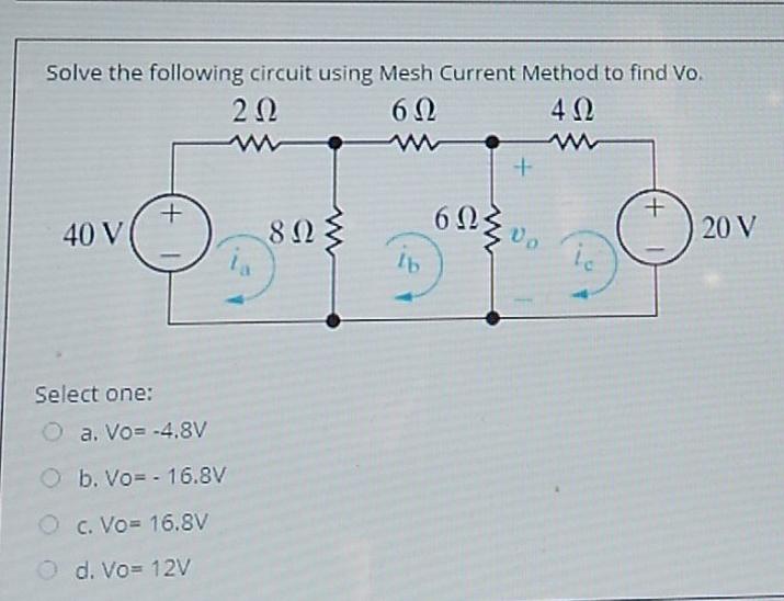 Solved Solve the following circuit using Mesh Current Method | Chegg.com