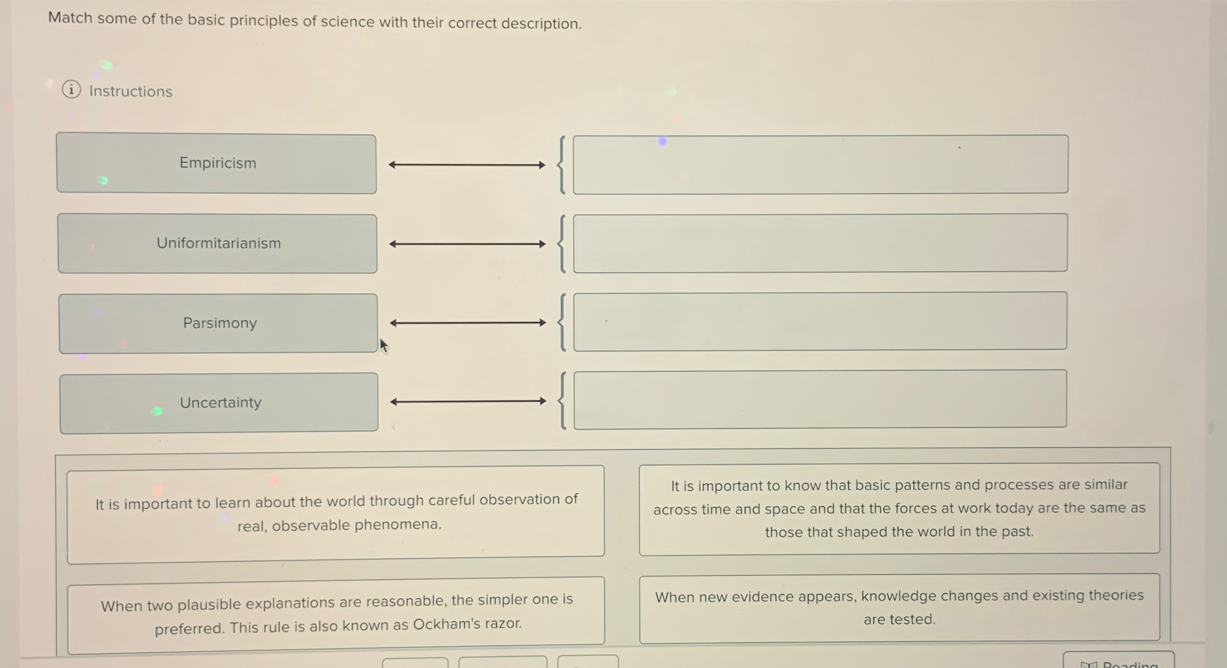 Solved Match some of the basic principles of science with | Chegg.com