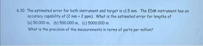 Solved 30 The estimated error for both instrument and target | Chegg.com