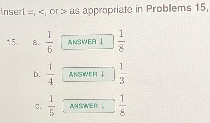 Solved Insert =, as appropriate in Problems 15, 1 1 | Chegg.com