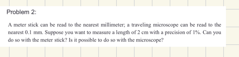 Solved Problem 2:A meter stick can be read to the nearest | Chegg.com