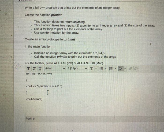 Solved Write a full c++ program that prints out the elements | Chegg.com