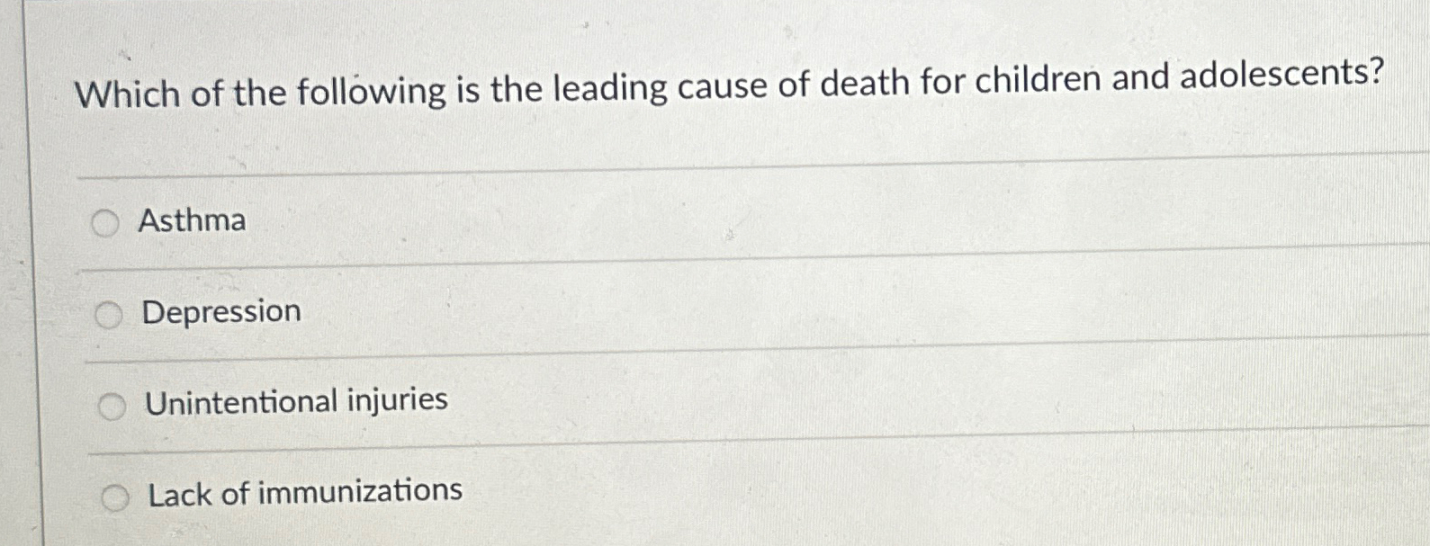 Solved Which of the following is the leading cause of death | Chegg.com