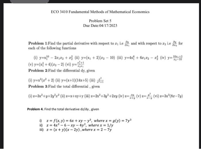 Solved ECO 3410 Fundamental Methods of Mathematical | Chegg.com