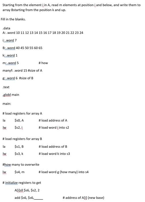 Solved Starting from the element i in A, read m elements at | Chegg.com