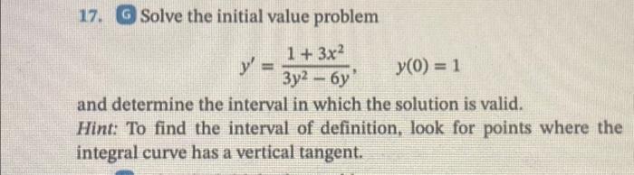 Solved 17. G Solve the initial value problem 1+3x² y' y(0) = | Chegg.com