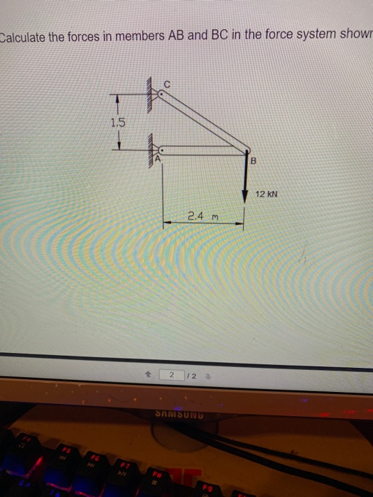 Solved Calculate the forces in members AB and BC in the | Chegg.com