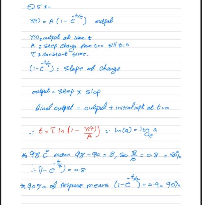 Solved 5 A thermometer having a time constant of 0.1 min is