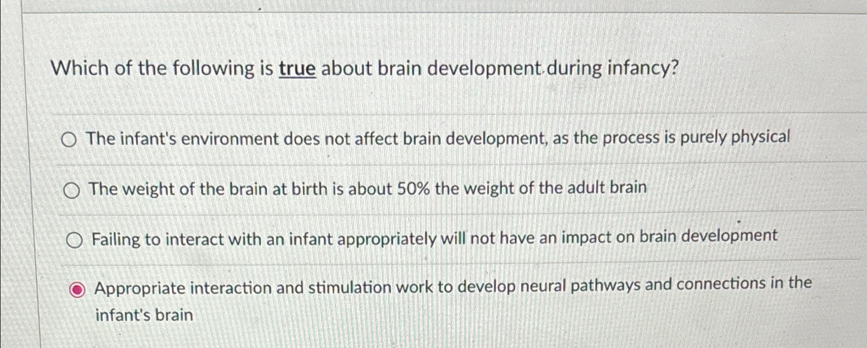 Solved Which of the following is true about brain | Chegg.com