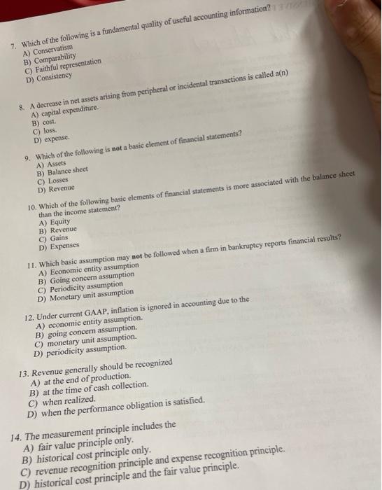 Solved 7. Which of the following is a fundamental quality of | Chegg.com