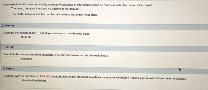 Solved A survey of enrollment at 35 community Colleges | Chegg.com