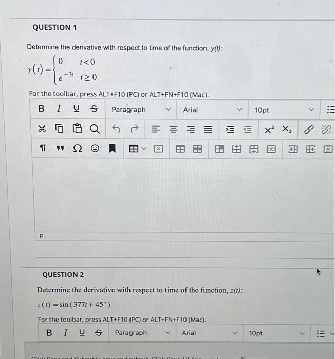 Solved Determine the derivative with respect to time of the | Chegg.com