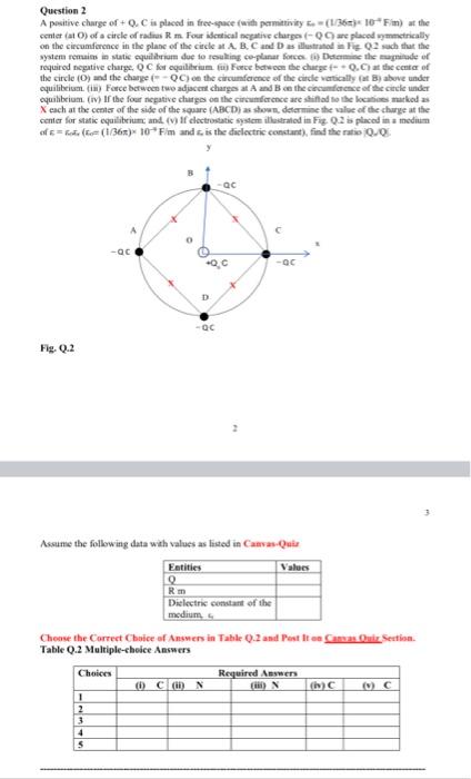 Question 1 There Are Three Electric Charges Q Chegg Com