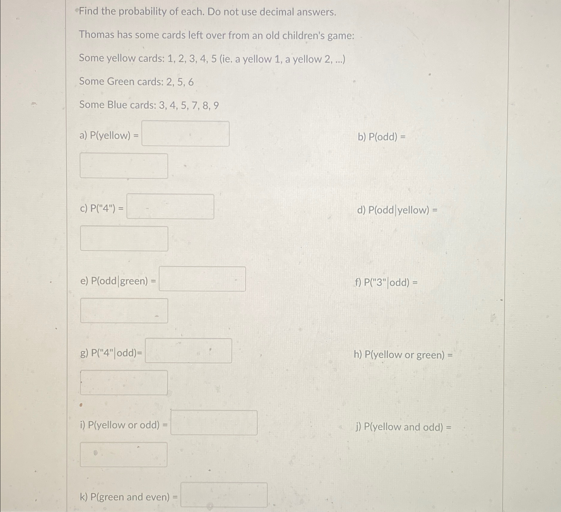 Solved Find the probability of each. Do not use decimal | Chegg.com