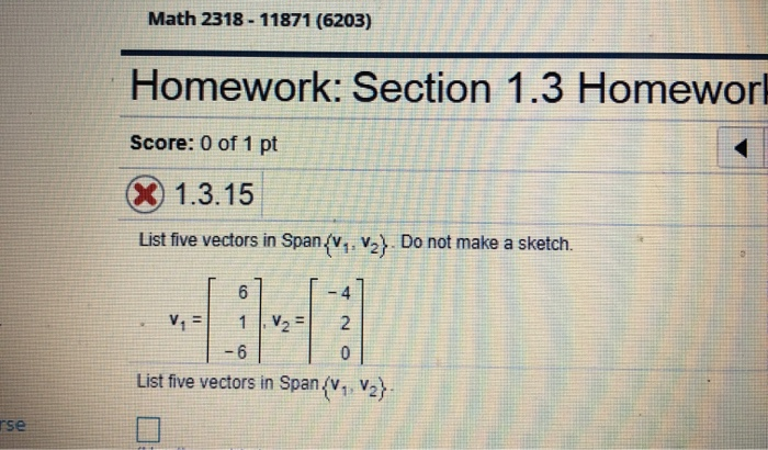 Math 2318 Solved Math 2318 - 11871 (6203) Homework: Section 1.3 | Chegg.com