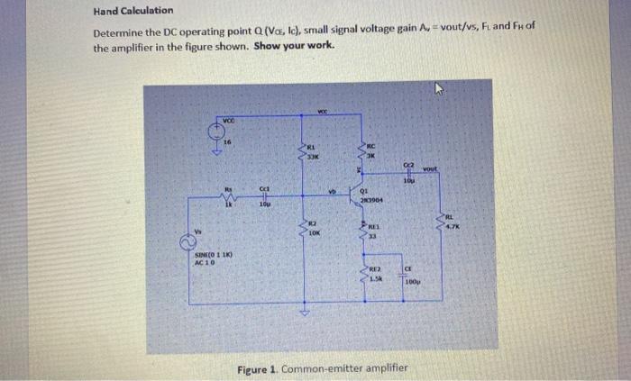 Solved Determine the DC Operating point Q(Vce, Ic), small | Chegg.com