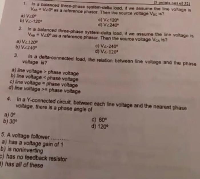 Solved 15 peints out of 31 1 In a balanced three-phase | Chegg.com