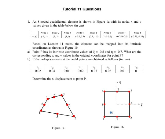 Tutorial 11 Questions 1. An 8-noded quadrilateral | Chegg.com