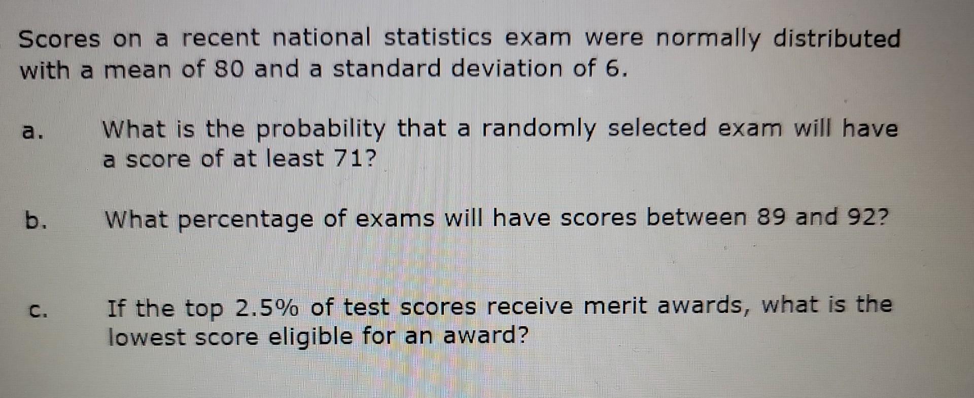 solved-scores-on-a-recent-national-statistics-exam-were-chegg