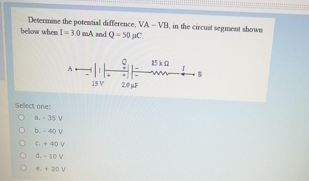 Solved Determine the potential difference, VA VB, in the