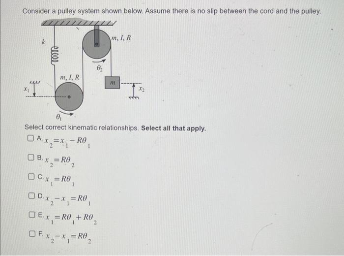 Solved Consider a pulley system shown below. Assume there is