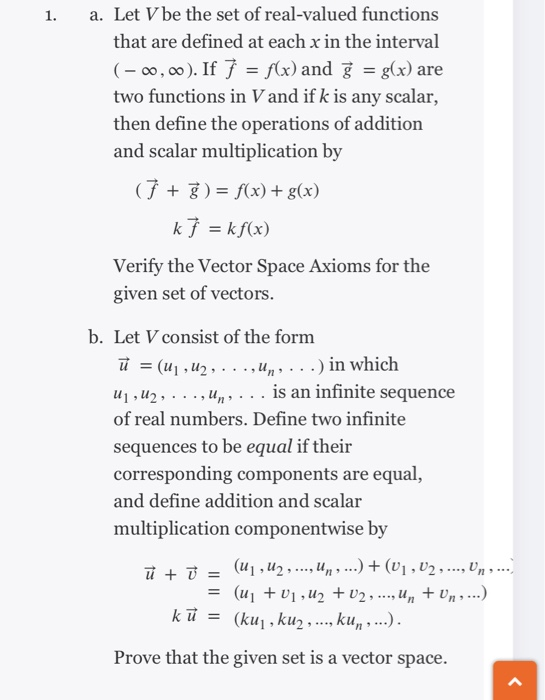 Solved 1 A Let V Be The Set Of Real Valued Functions Th Chegg Com