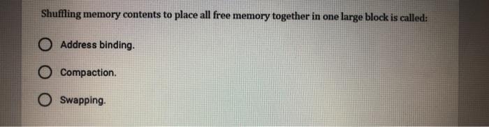 Solved The contiguous memory allocation scheme with | Chegg.com