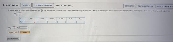 Solved 3.10.16/1 Points) DETAILS PREVIOUS ANSWERS LARCALC11 | Chegg.com