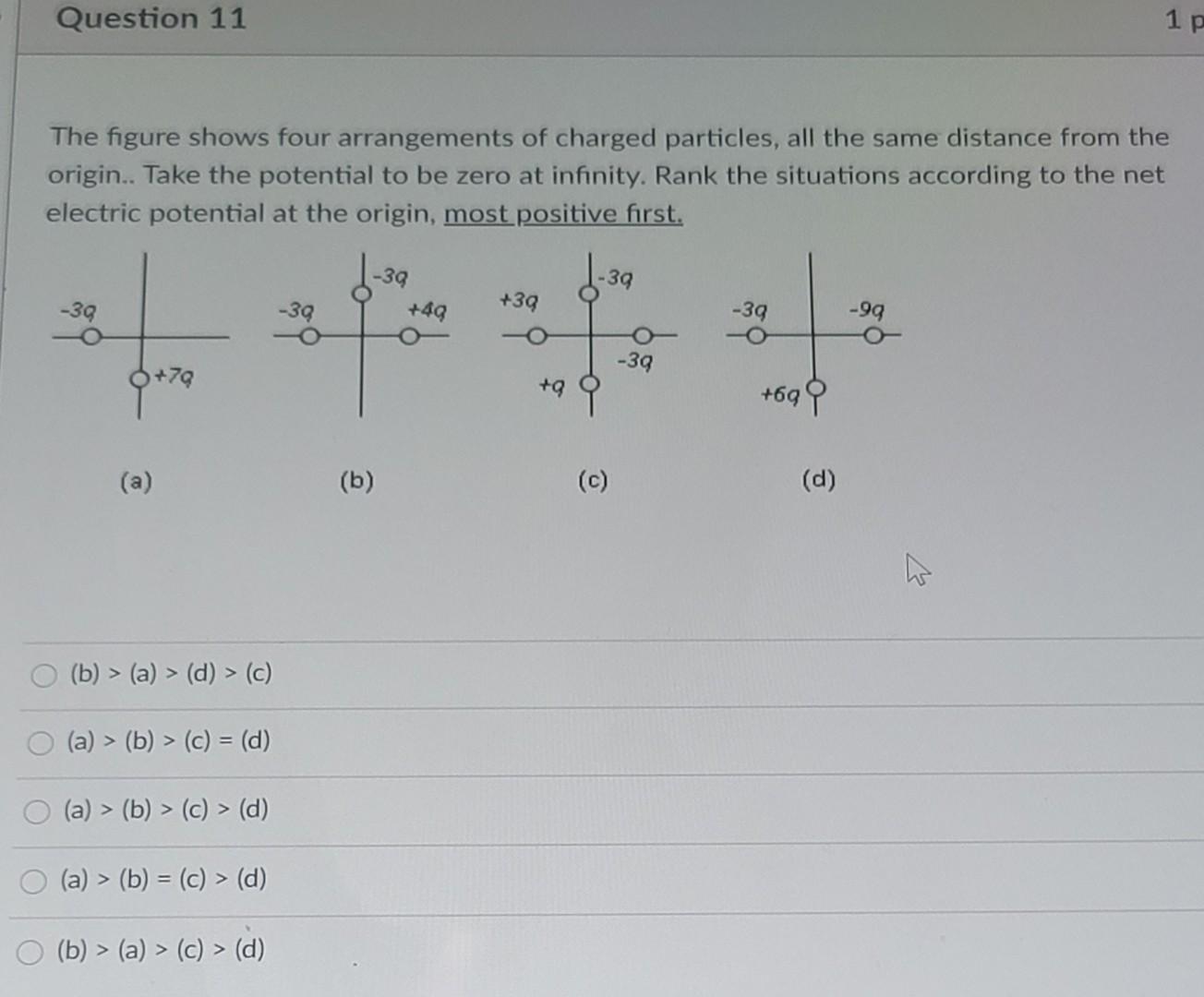 Solved Question 11 1P The figure shows four arrangements of | Chegg.com
