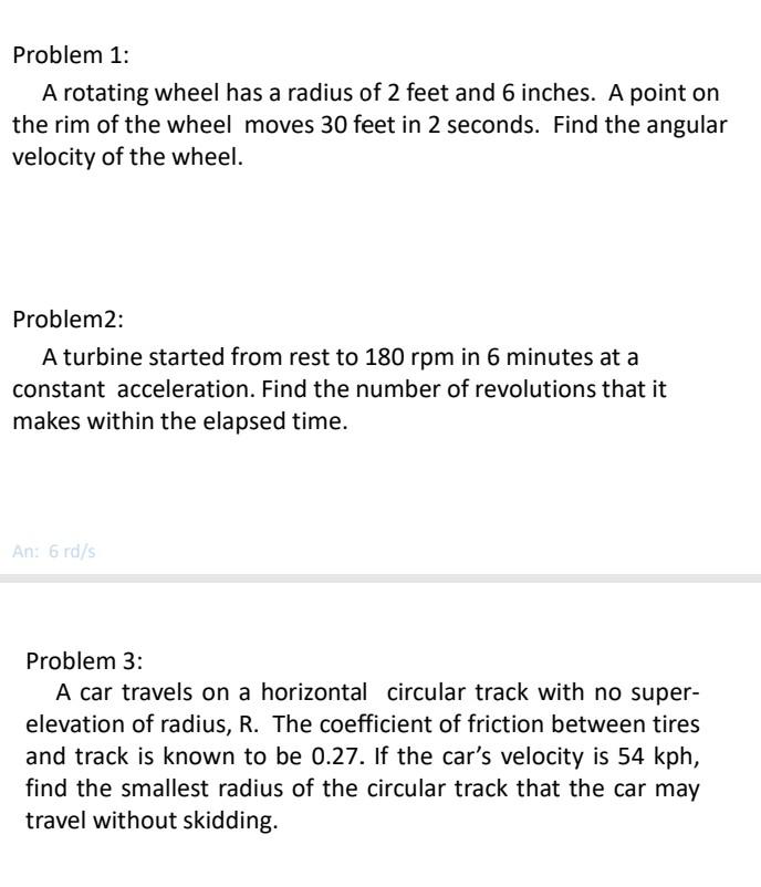 Solved Problem 1: A rotating wheel has a radius of 2 feet | Chegg.com