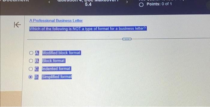 5.4 A. Modified block format Block format Indented | Chegg.com