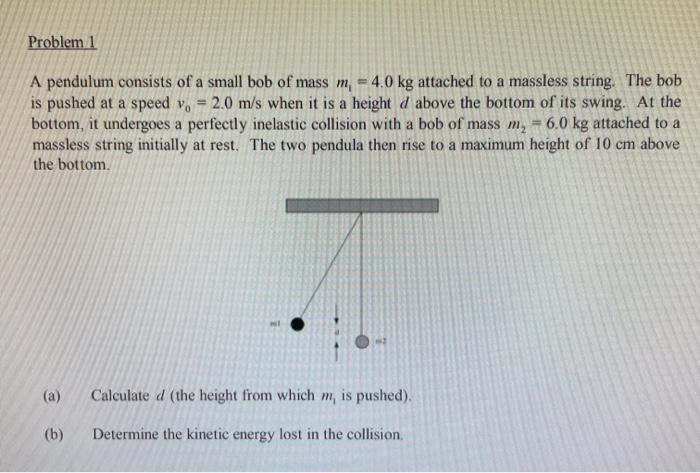 Solved Problem 1 A Pendulum Consists Of A Small Bob Of Mass | Chegg.com