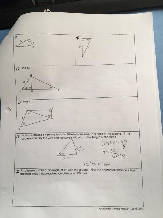 Solved Unit 8 Homework 4 Trigonometric Ratios And Finding 9344