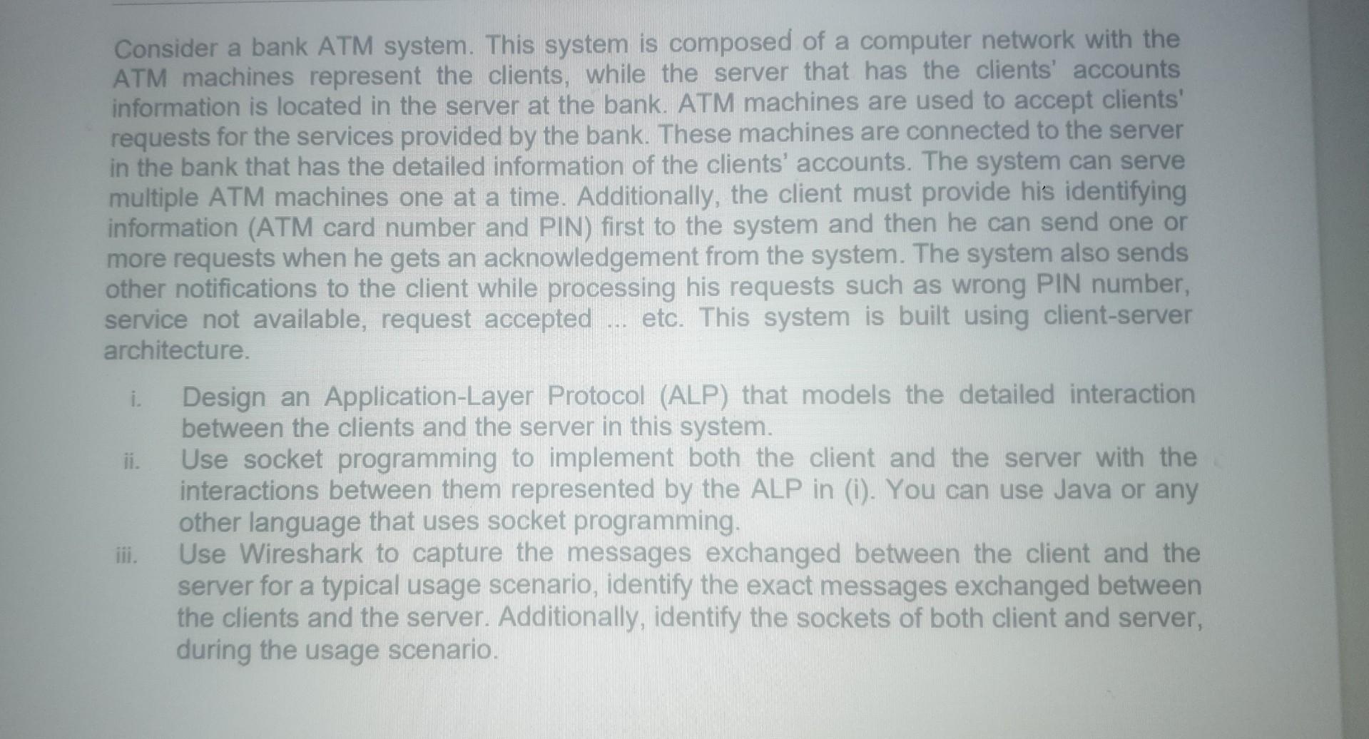 Solved Consider a bank ATM system. This system is composed | Chegg.com