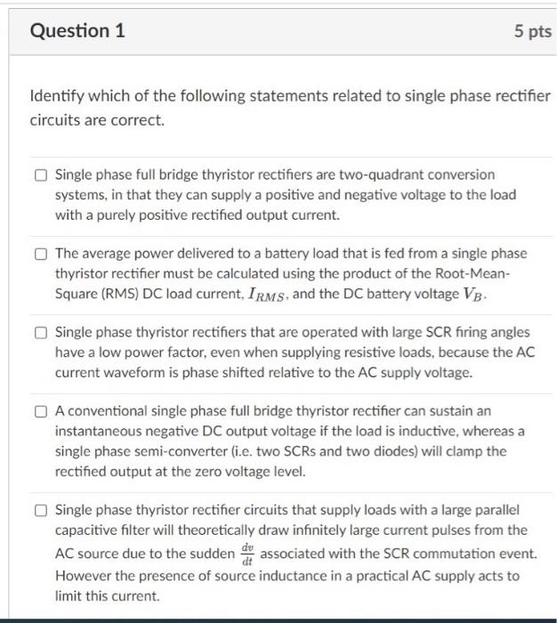 Solved Question 1 5 pts Identify which of the following | Chegg.com