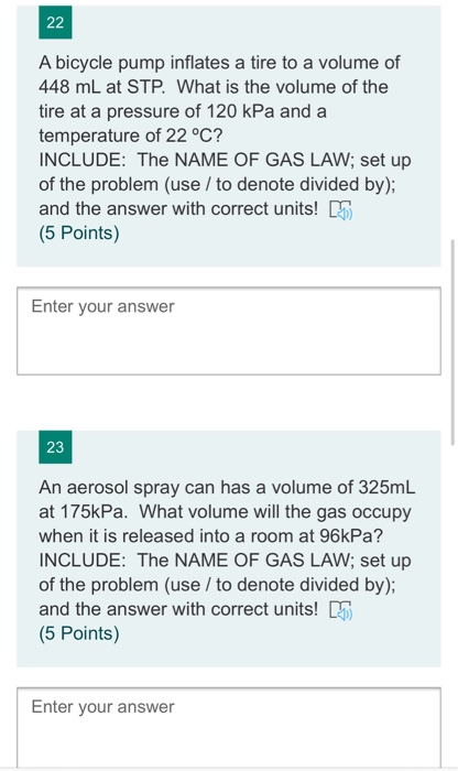 Solved 22 A Bicycle Pump Inflates A Tire To A Volume Of 448 | Chegg.com