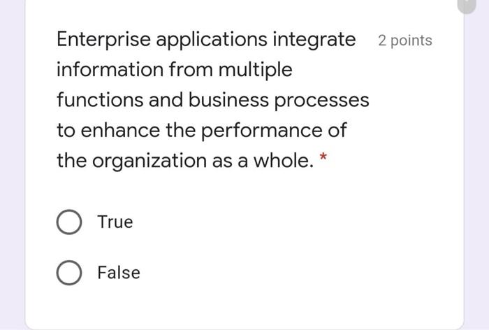 Solved Enterprise applications integrate 2 points | Chegg.com