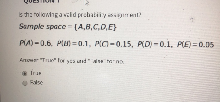 Solved QUESTIUNI Is the following a valid probability | Chegg.com