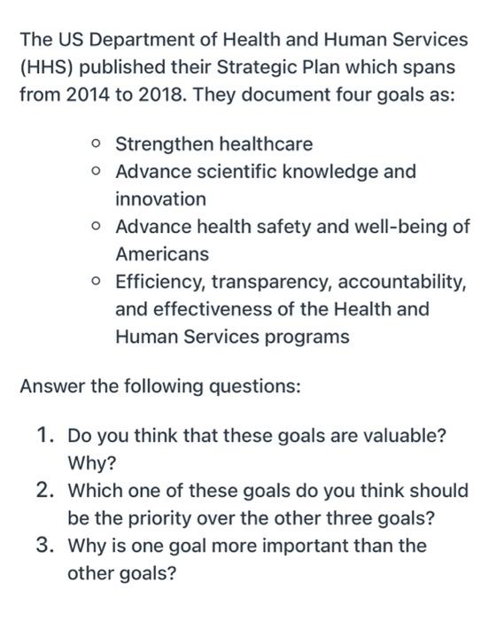 Solved The US Department of Health and Human Services (HHS) | Chegg.com