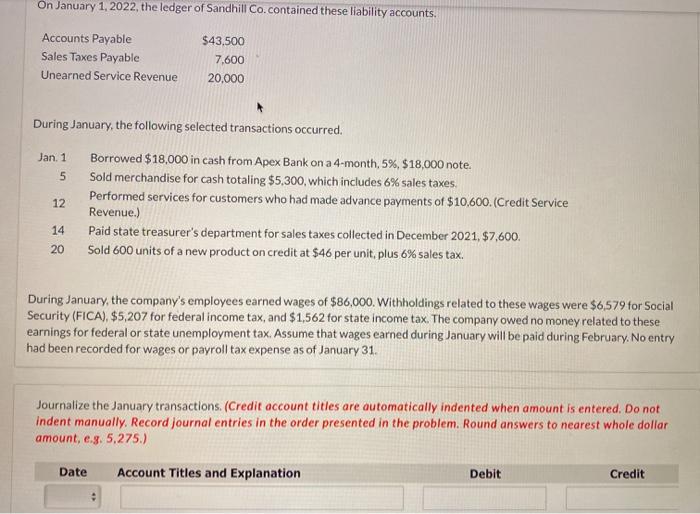 Solved On January 1, 2022, The Ledger Of Sandhill 