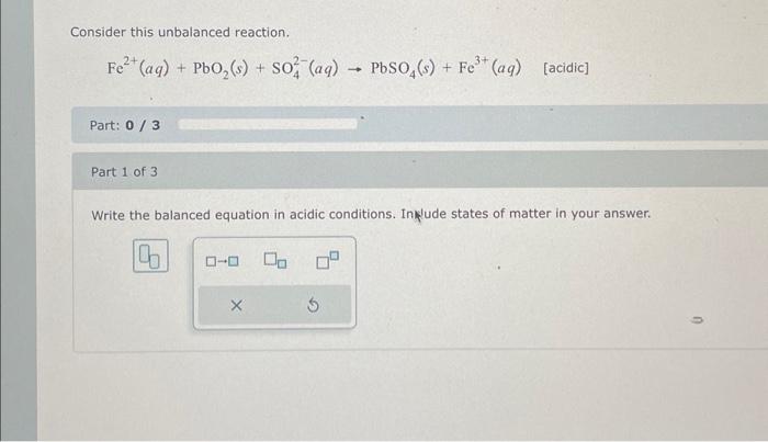 Solved Consider This Unbalanced Reaction Chegg Com