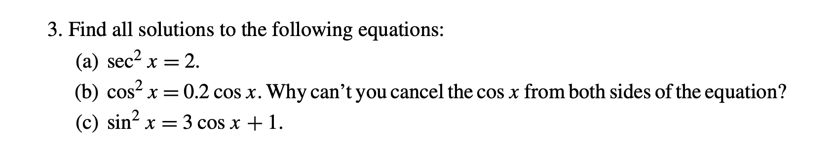 Solved Find all solutions to the following | Chegg.com