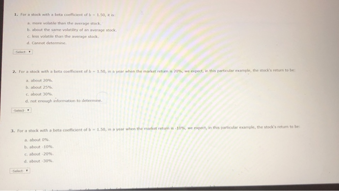 Solved Betas: Stock Volatility Conceptual Overview: Explore | Chegg.com